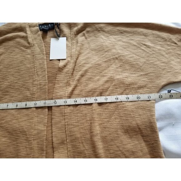 Laundry by Shelli Segal 3/4 Dolman Sleeve Knit Cardigan Open Front Camel Size L - Picture 6 of 11